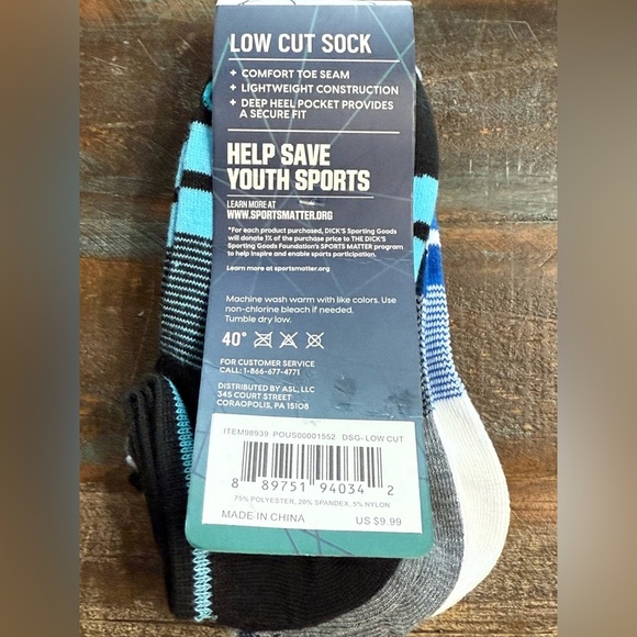 Dick’s Sporting Goods Low Cut Socks –6 Pk– Kids Size S (13K–4Y) New in Packaging - Picture 3 of 3